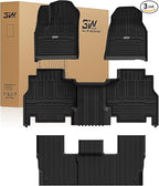 3W Floor Mats Fit for Jeep Grand Wagoneer/Grand Wagoneer L 2022-2025 2026 8 seat (Not Fit for 7 seat), All Weather TPE Floor Liner for 1-3 Rows Full Set Car Mats Black