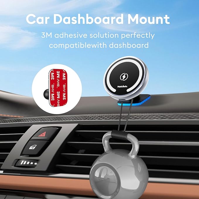 CD Slot Magnetic Car Mount Charger Work for iPhone 17,16,15-12, 3X Stable on Bumpy Roads, Car/Truck-Approved, Wireless Charging Holder with 3M Dash Sticker, No Vent Block(Sedans/SUVs/Trucks)