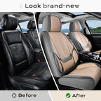 Coverado Seat Covers, Car Seat Covers Front Seats, Leather Seat Covers for Cars, Car Seat Protector Waterproof, Gray Car Seat