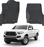 Auxko All Weather Floor Mats Fit for Toyota Tacoma 2024 2025 Double & Access Cab XtraCab Front Row (Only for Automatic include Hybrid and Gas) TPE Trunk Liner Tacoma Accessory Odorless Anti-Slip Black