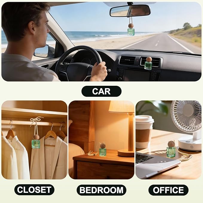 Car Air Freshener Hanging 2 Pack, Lemon Grass Scent Essential Oil Diffuser Long Lasting Up to 150 Days, Cute Car Accessories 