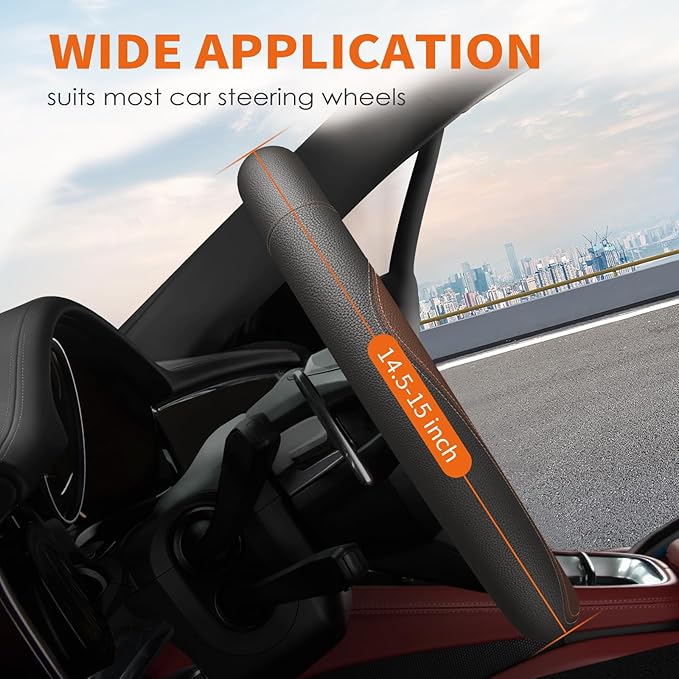 HOTOR Car Steering Wheel Cover - Universal Car Accessory for Diverse Cars, Durable Leather Cover with Anti-Slip Lining, for S