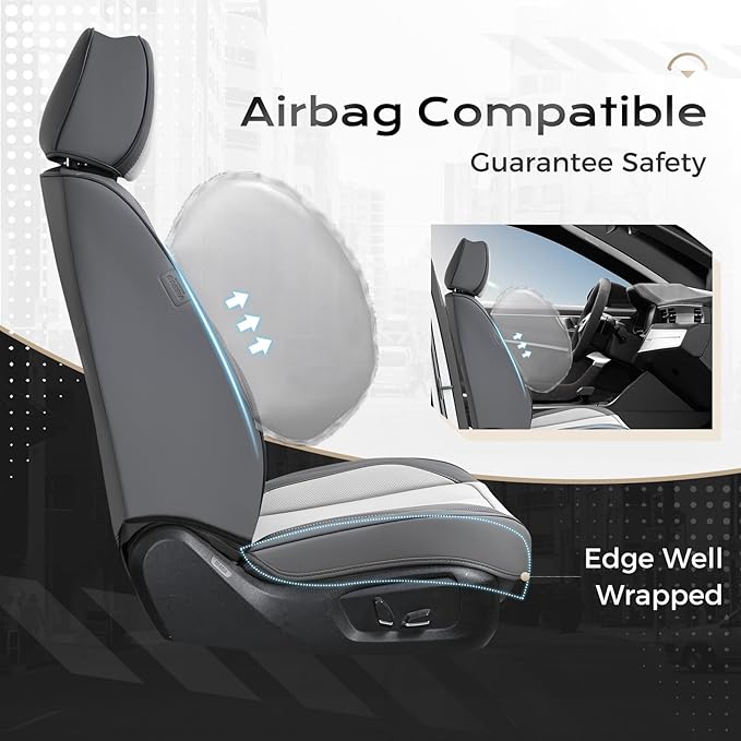 Coverado Seat Covers, Car Seat Covers Front Seats, Leather Seat Covers for Cars, Car Seat Protector Waterproof, Car Seat Cush