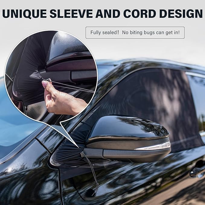 Bayan 2 Pack Car Side Window Screen Covers for Camping Car Side Window Sun Shade Driver Side Window Bug Screen-Fit Sedans and Compact SUVs Like Toyota Highlander SUV, CRV, RAV4