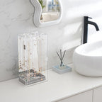 Lolalet Necklace Holder Organizer, Acrylic Jewelry Organizer with 24 Hooks, Rotating Clear Necklaces Display Box with Built-i