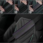 NBTEPEM 10 Pcs Car Floor Mats Full Set Car Accessories, Microfiber Leather Steering Wheel Covers 14.5-15 inch, Center Console Cover, Seat Belt Pads, Cup Coasters, Universal Interior Decor(Purple)