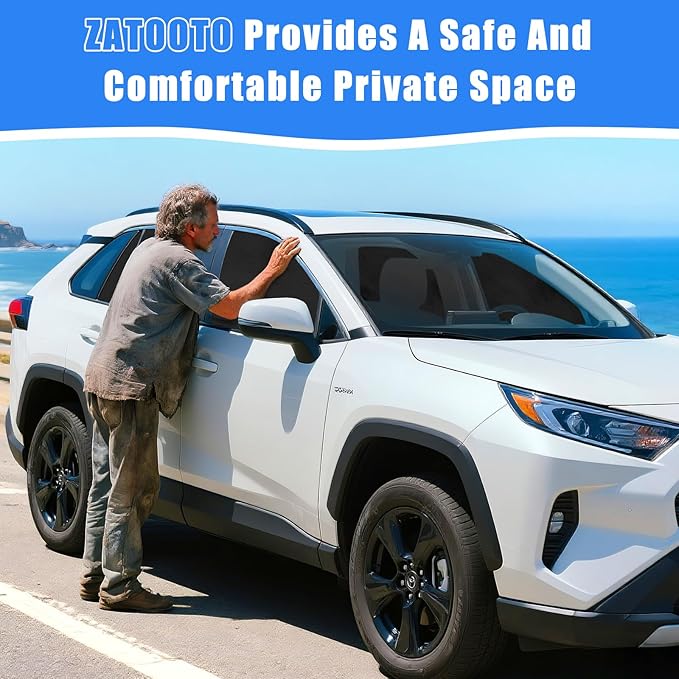 ZATOOTO Car Window Shades for Toyota RAV4 2019-2024, Custom Fit Suede Car Window Covers for 100% UV & Privacy Protection, Heat Insulation, 4 Packs Side Window Sun Shade for Family Travel, Baby, Pets