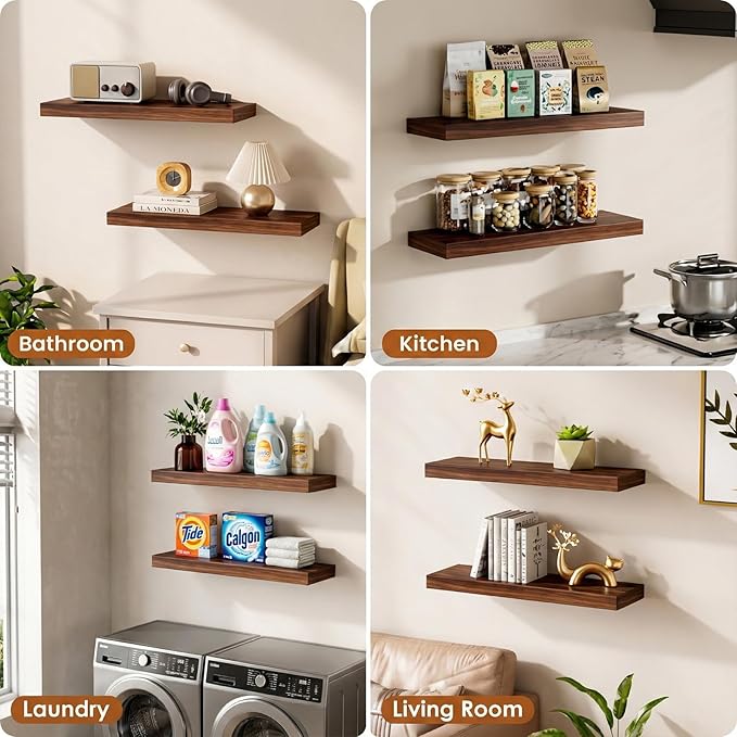 Floating Shelves for Wall Rustic Farmhouse 24 Inch Floating Shelf Wooden Shelves for Wall Pine Wood Shelf with Unique Natural