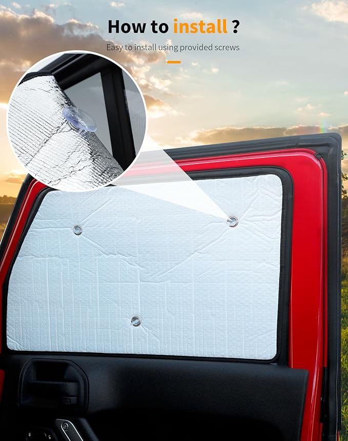 Hoolcar Windshield Sunshade Side Window Sun Shade Sunscreen Heat Insulation Sun Visor Compatible with Jeep Gladiator JT 2018-2023, Interior Accessories, 6PCs