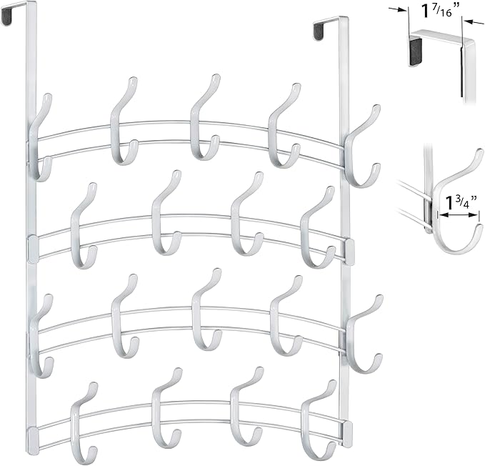 LYNK Professional® Home™ Over The Door Hooks - 36 Hook Over The Door Hanger - Over Door Coat Rack - Hanging Towels or Clothes