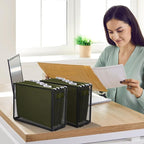 2 Pack Hanging File Holder, 10 Hanging Folders, Metal Mesh, Letter Size Folder Storage, Desktop Storage Cabinets, Office Scho