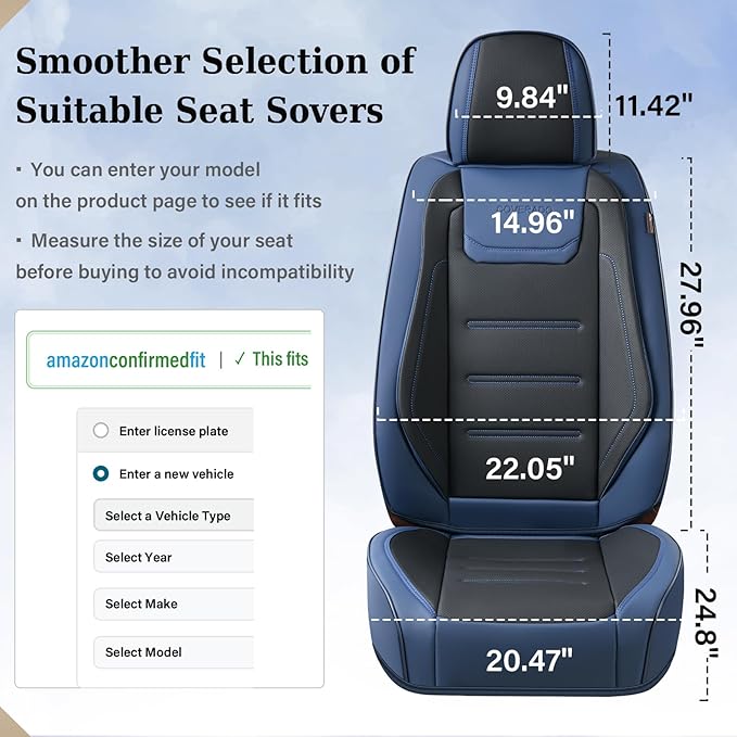 Coverado Car Seat Covers, Front Covers for Cars, Car Seat Cover Front Seats, Car Seat Protector Waterproof, Leather Car Seat 