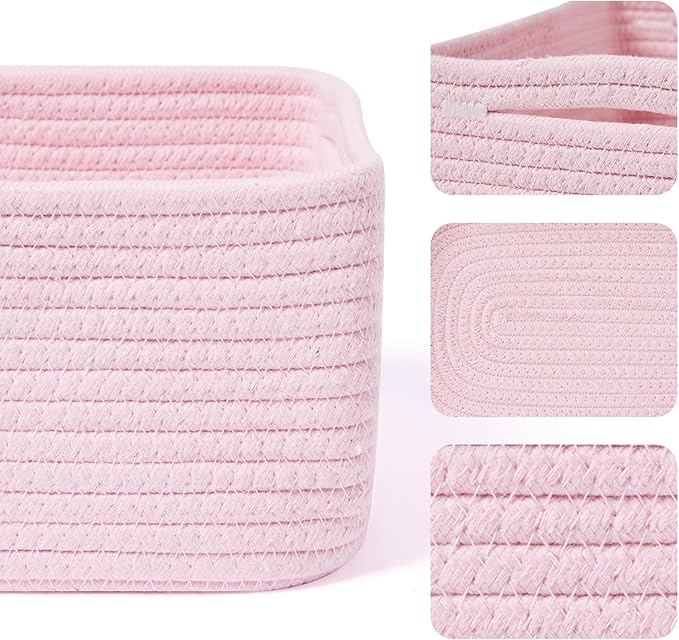 MiniArk Small Storage Baskets for Organizing | Closet Organizer Bins | Shelf Toy Basket | Woven Rope Baskets | Cube Decorativ