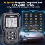 ANCEL FD700 Ford Lincoln Mercury OBD2 Scanner, Full System Automotive Car Code Reader with All Functions, Including Battery