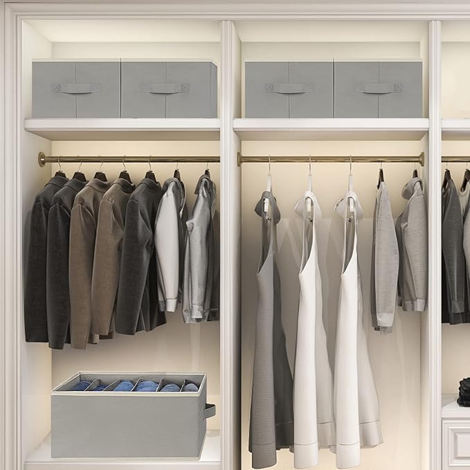 6 Pcs Large Size Wardrobe Clothes Organizers 6 Grids for Pants, Jeans, Sweater, T-shirt, Thin Coat, Dress Stackable Closet Dr