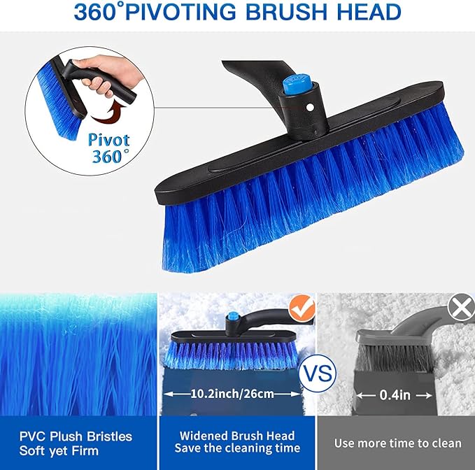 Kairiyard Ice Scrapers for Car Windshield, Upgraded 31 Inch Snow Scraper and Brush Combo Extendable 360° Pivoting Ice Snow Removal Tool for Car, Truck, SUV, Christmas(Blue)
