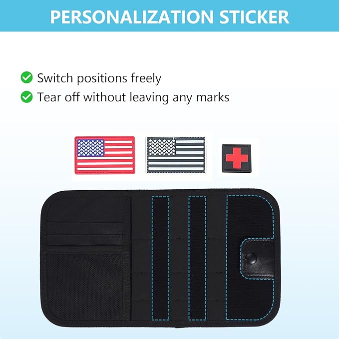 KENOBE Molle Car Sun Visor Organizer, Zipper Pouch with Glasses Clip, Semi-Rigid Tactical Panel for Car Accessories, Fits Most Vehicles, SUVs, Trucks, Black