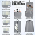 BAGAIL 9 Set Packing Cubes with Packing List Luggage Packing Organizers for Travel Accessories (Pewter Color)