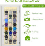 Unjumbly Baseball Hat Rack, 27 Pocket Over-The-Door Hat Organizer with Clear Deep Pockets to Display Baseball Caps Collection