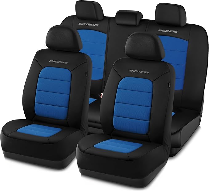 Skechers Memory FoamCar Seat Covers,Thick Cool Touch Fabric Seat Covers,Seat Cover Full Sets Airbag Compatible,Automotive Com