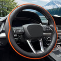 HAOTULE Leather Steering Wheel Cover， with Anti-Slip Stripe Design - Enhanced Grip, Fashion Style, Safe, Non-Slip, Breathable