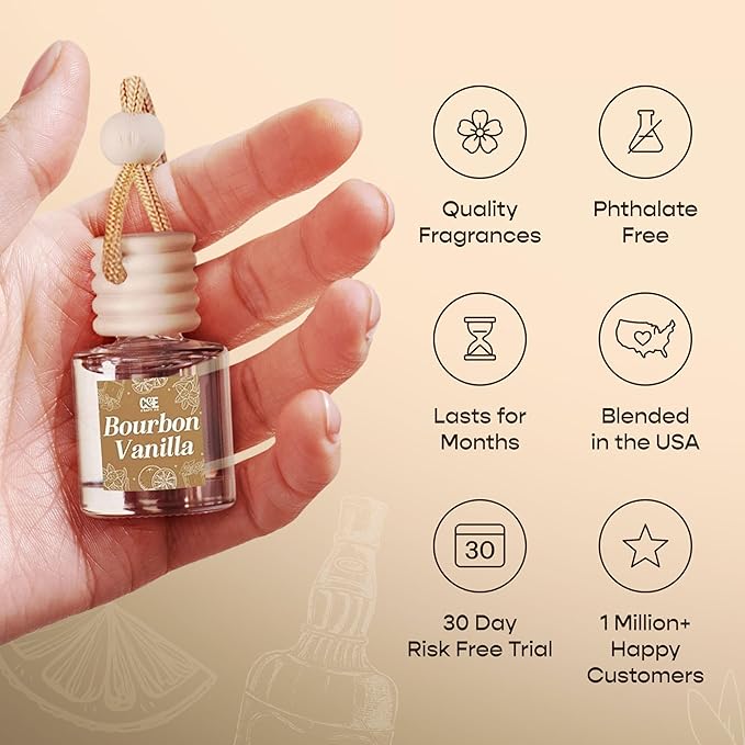 C&E Craft Co Hanging Car Air Freshener Diffuser 2 Pack, Long Lasting Fragrance Oil Car Freshener, Glass Bottle Auto Air Fresh