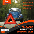 Warning Safety Triangle Kit, Emergency Roadside Warning Reflective Triangle 2 Packs with 1 LED Road Flare Light, Foldable wit