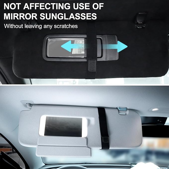 Double Clip Sunglasses Holder for Car Visor with Carbon Fiber Pattern,Magnetic PU Leather Auto Visor Sunglass Clip,Vehicle Visor Organizer,Hanging Eyeglasses Clip