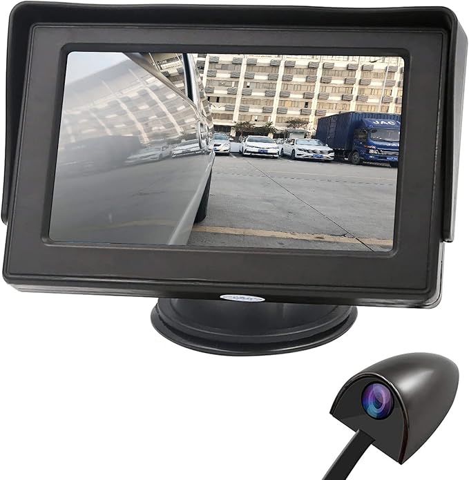 3T6B Side View Camera and 4.3” Monitor Kit, Car Door Tape Mounting Blind Spot Camera, Parking Assistance System with HD LCD S