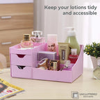 Uncluttered Designs Makeup Organizer With Drawers - Modern Countertop Storage for Cosmetics - Chic Vanity Holder for Perfume,