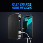Type S Dynamic Light DL20 1000A Car Battery Jump Starter 12V 6L Gas 3L Diesel LCD Display, Car Jumper Starter Portable Charger, Jump Box, Power Bank, Emergency Hazard Lights, UL Listed - Black