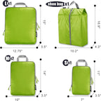 BAGAIL 5 Set Ultralight Compression Packing Cubes Travel Accessories Expandable Packing Organizers(Green)