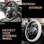 PINCTROT Nappa Leather Steering Wheel Cover, Slim Fit No Bulk Design, One Piece Leather with Breathable Perforation, Fit Like
