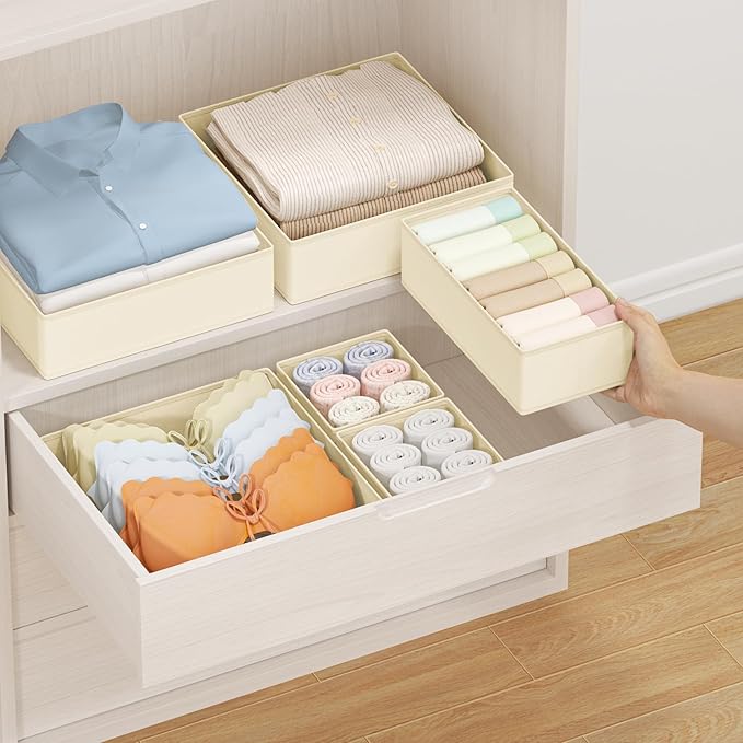 DIMJ Drawer Organizer Clothes Storage - 24 Pack Baby Dresser Organizer for Nursery, Small Fabric Closet Drawer Organizer Bins