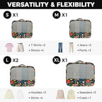 BAGAIL 9 Set Packing Cubes with Packing List Luggage Packing Organizers for Travel Accessories (Black floral)