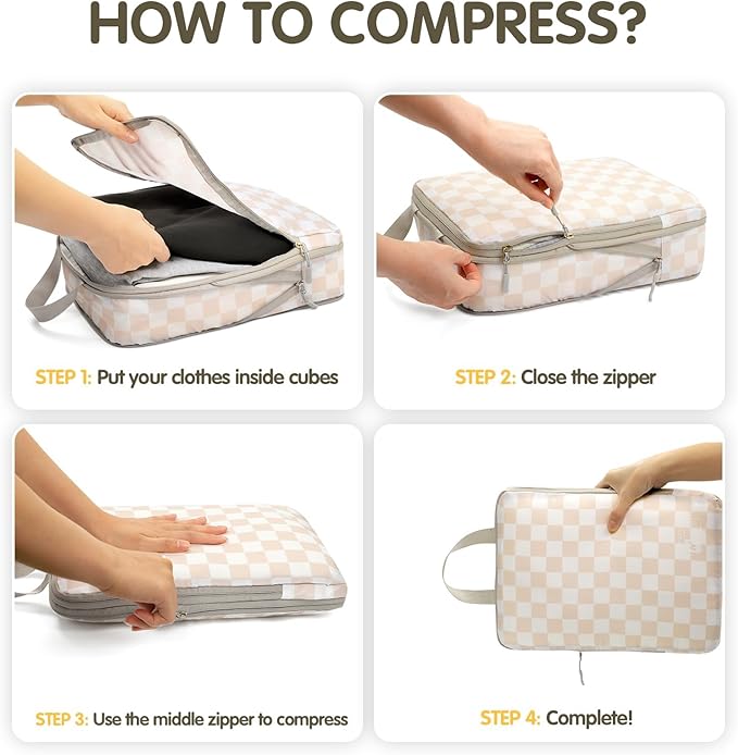 8 Set Compression Packing Cubes Travel, Lightweight Durable Packing Compression Cubes, Accessories Bags Packing Cubes for Tra