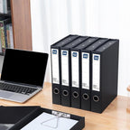 Storage File Boxes A4, 6 Pack Foldable File Box with Clip, 50mm Spine, Plastic Archives Cases with Magnetic Closure, Document