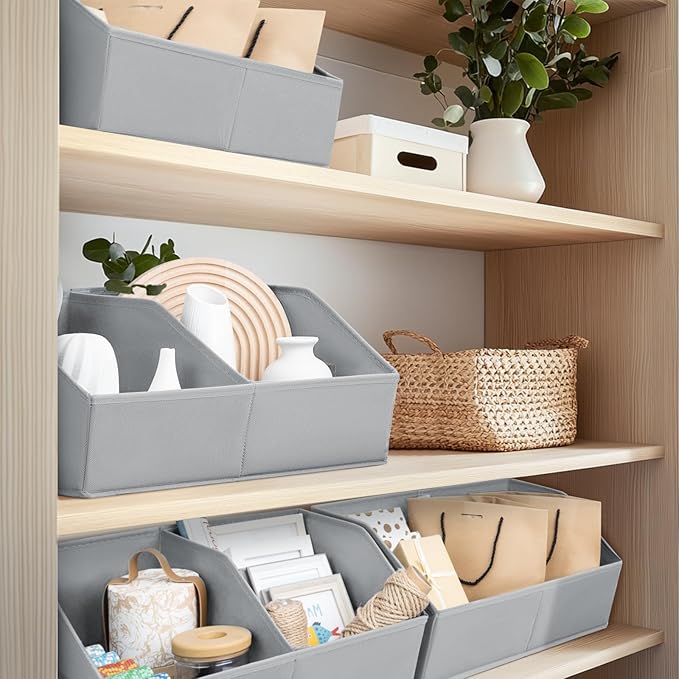 Homsorout Closet Organizers and Storage Bins - 8 Pack Collapsible Divided Trapezoidal Cube Storage Bins Baskets For Organizin