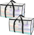 BALEINE 2-Pack Oversized Moving Bags with Reinforced Handles, Heavy-Duty Storage Tote for Clothes, Moving Supplies (Clear, 2-