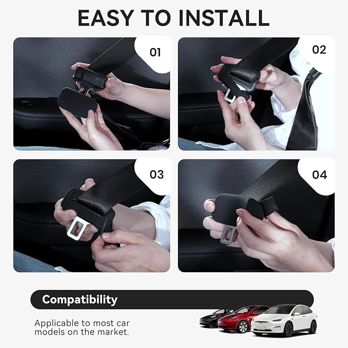 YONZEE 5-Pack Silicone Car Seat Belt Buckle Covers – Anti-Scratch, Noise Reduction & Buckle Protection – Universal Fit for Cars, SUVs, Trucks (Black)