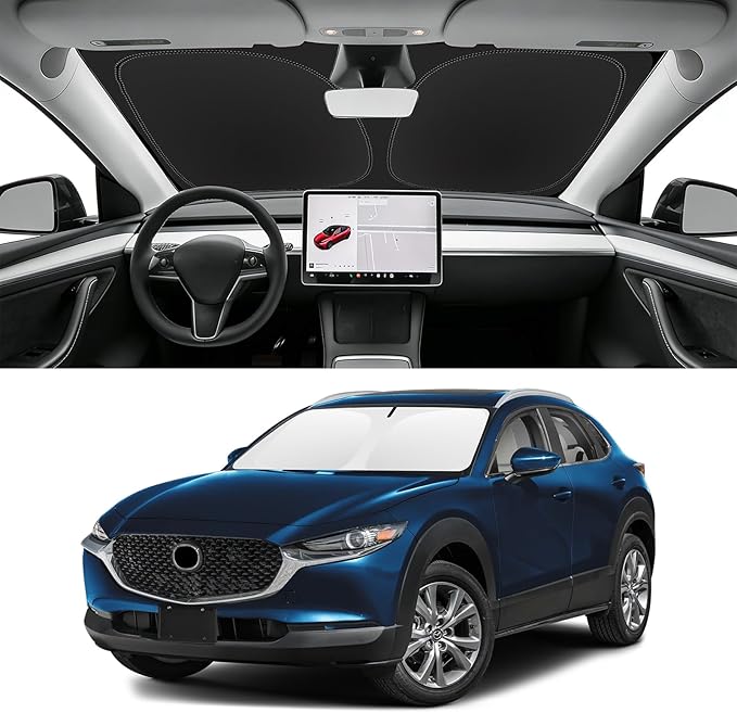 Custom Fit Windshield Sun Shade for Mazda CX30 2019-2026, Blocks UV & Heat, Front Window Sunshade Accessories, Easy Fold & Store Keep Your Car Cooler