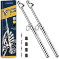 2-Pack Dual Head Tire Pressure Gauge, Heavy Duty Truck Air Pressure Gauge Range 10-150 PSI, 1-10 Bar w/Valve Cores & Valve Caps, Tire Gauges for Tire Pressure for Semi Truck, RV, Car (Silver)