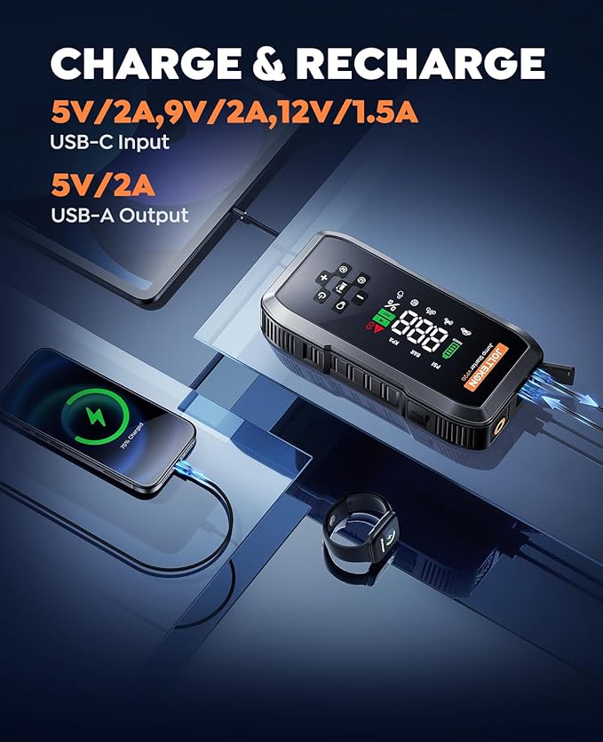 Car Battery Jump Starter with Air Compressor 4500A Powerful Battery Jumper Starter Portable with 150PSI Auto-Pause Pump 12V