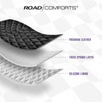Road Comforts Leather Steering Wheel Cover – Black & Purple, Universal Fit 14.5-15 Inch, Microfiber Leather, Anti-Slip & Brea