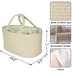 Baby Diaper Caddy Organizer for Girl Boy Cotton Rope Nursery Storage Bin Basket Portable Holder Tote Bag for Changing Table C