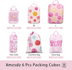6 Pcs Compression Packing Cubes, Packing Cubes for Travel, Waterproof Luggage Organizer Bags Set, Cute Packaging Cubes for Wo