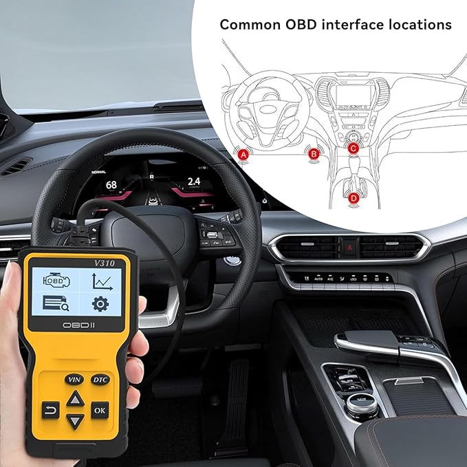 Car OBD2 Scanner Code Reader for Check Engine, Read and Erase Fault Codes, Check Emission Monitor Status, CAN Diagnostic Scan