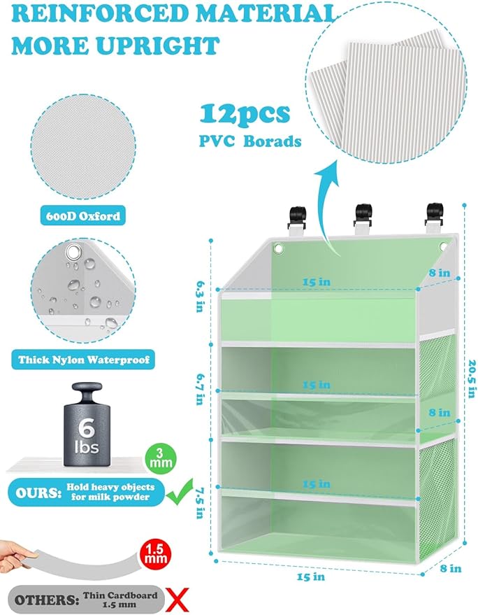 Hanging Diaper Caddy Organizer Crib Organizer–Spacious Baby Girl/Boy Nursery Organizer for Changing Table, Playpen/Wall- Hold