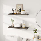 Vivelove Elm Floating Shelves for Wall Solid Wood, 24 Inches Long Rustic Wall Shelf with Invisible Bracket for Living Room Be