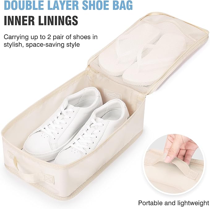 Mossio 6 Set Packing Cubes with Shoe Bag - Lightweight Travel Luggage Suitcase Organizers